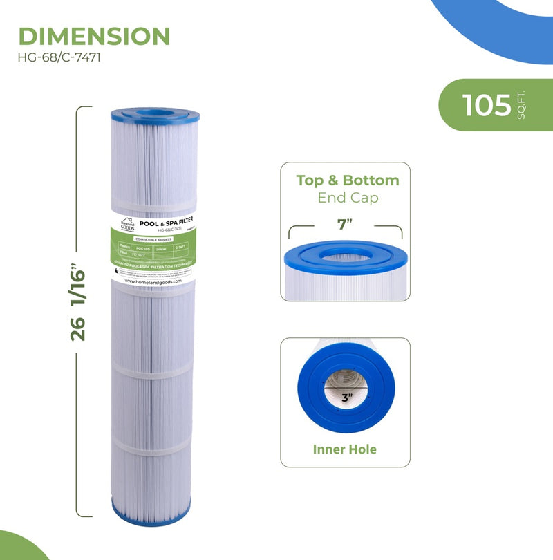 PLF105A Pool Filter Replacement for Pentair CCP420, PCC105, 178584, Unicel C-7471, 817-0106, R173576, Filbur FC-1977, 570-0425-07, Pentair Clean and Clear Plus 420