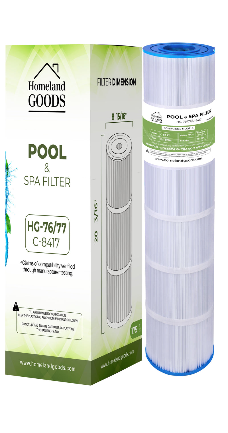PLF175A Pool Filter Replaces Hayward C1750, CX1750RE, PA175, Unicel C-8417, Filbur FC-1294, Sta-Rite PXC 175, Waterway PCCF-175, 25230-0175S, 817-0175P, 175 sq.ft