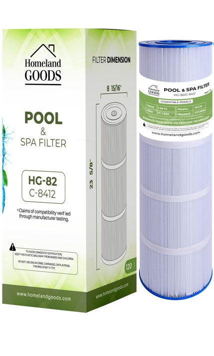 PLF120A Pool Filter Replaces Hayward C1200, CX1200RE, Unicel C-8412, Pleatco PA120, Filbur FC-1293, Clearwater II 125, Waterway Pro Clean PCCF-125, 817-0125N, 120 sq.ft Cartridge