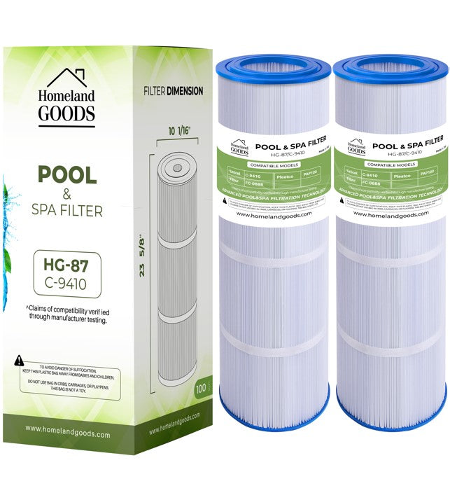 PLF100A Pool Filter Replaces Pentair CC100, CCRP100, PAP100, PAP100-4, Unicel C-9410, R173215, Filbur FC-0686, 59054200, 160354, SP100 Predator 100, 100 sq.ft Filter Cartridge