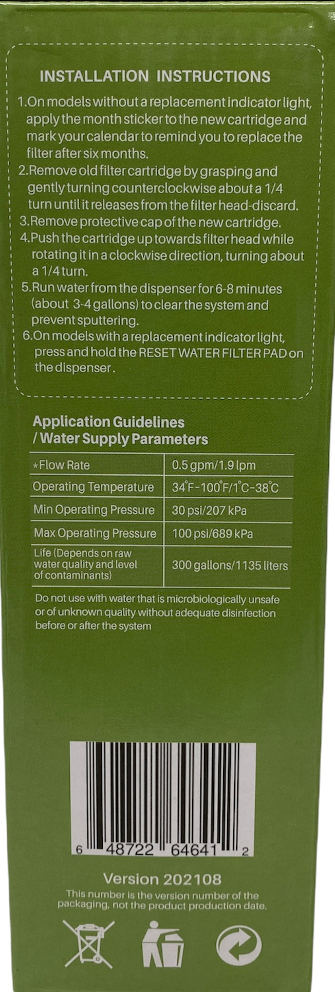 RWF2400A Refrigerator Water Filter IAPMO Certified Replacement for 836848, 836860, WF296 RWF2400A Refrigerator Water Filter