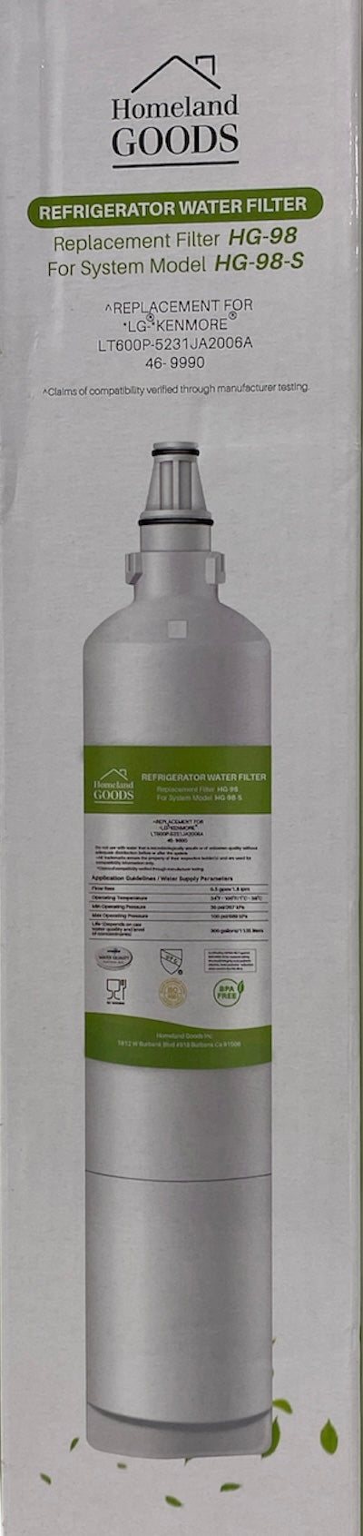 RWF1000A Refrigerator Water Filter IAPMO Certified Replacement for  LT600P, 9990, 5231JA2006B, 46-9990, 5231JA2006A-S, WFC2001, LSC27931ST, LFX25960ST, FML-2, RWF1000A Refrigerator Water Filter
