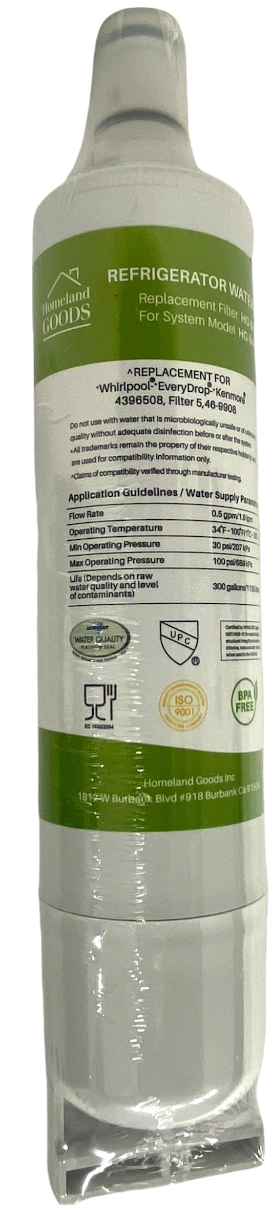 RWF0500A Refrigerator Water Filter IAPMO Certified Replacement for EDR5RXD1,4396510,4392857,EveryDrop Filter 5,PUR W10186668,Kenmore 46-9010, NLC240V,RWF0500A Refrigerator Water Filter Replacement
