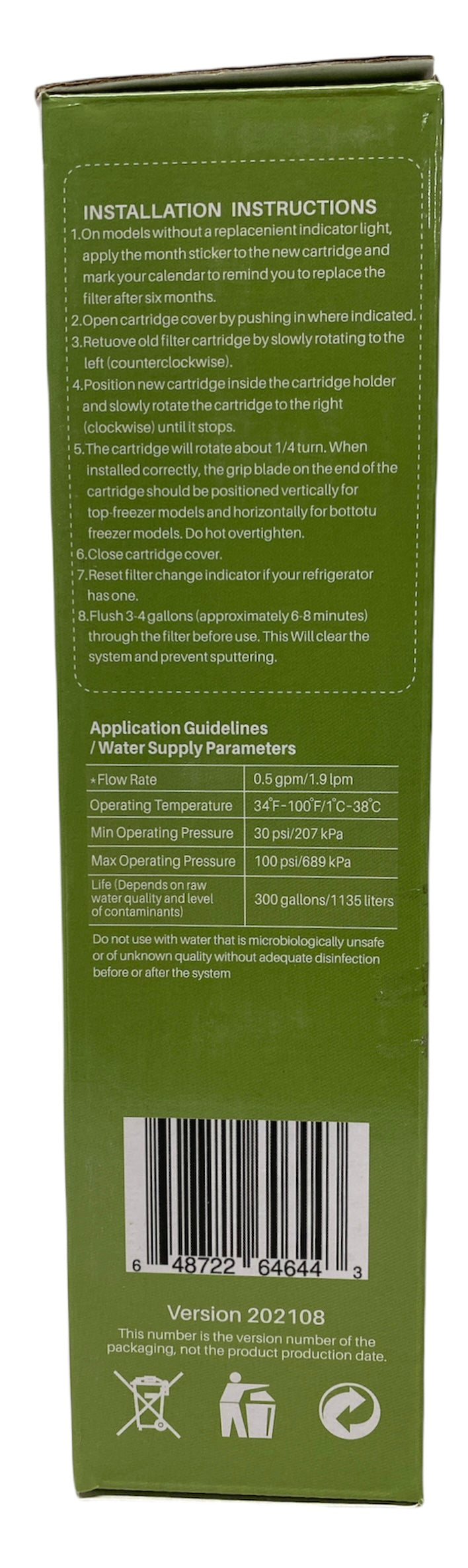 RWF3000A Refrigerator Water Filter IAPMO Certified Replacement for GE GSWF Smart Water 238C2334P001, Kenmore 46-9914, 469914, 9914 Refrigerator Water Filter