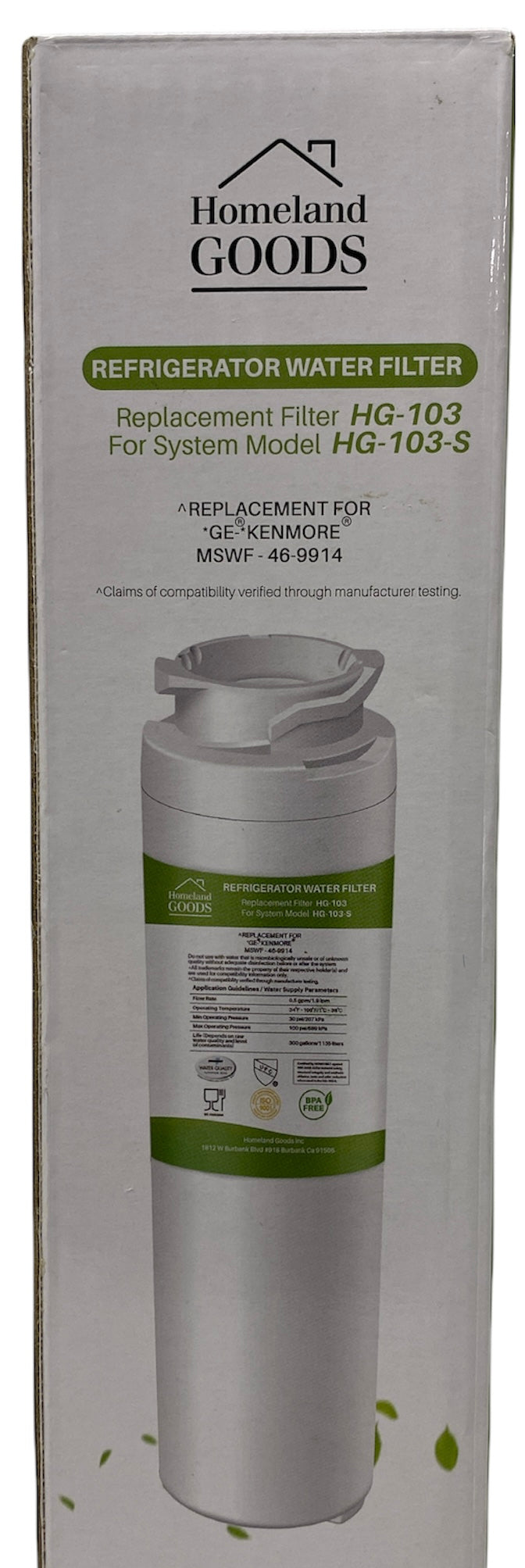 RWF1500A MSWF Refrigerator Water Filter IAPMO Certified Replacement for GE MSWF, 101820A, 101821B, RWF1500A Refrigerator Water Filter