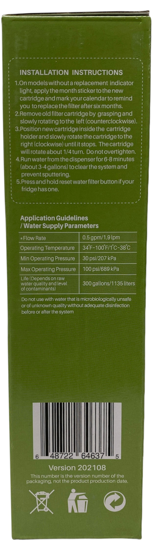 RWF1500A MSWF Refrigerator Water Filter IAPMO Certified Replacement for GE MSWF, 101820A, 101821B, RWF1500A Refrigerator Water Filter