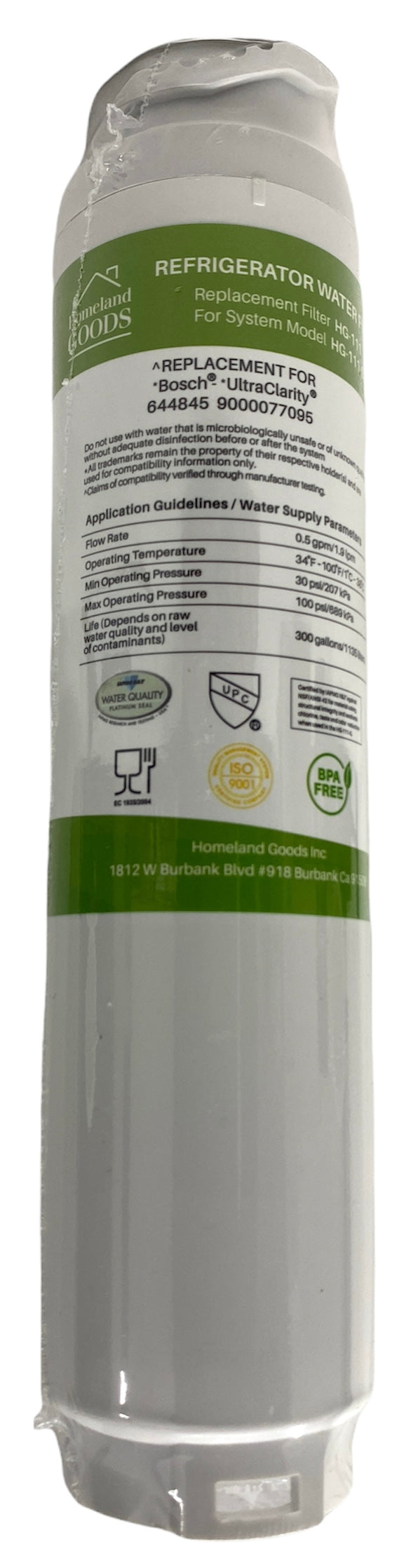 RWF3100A Refrigerator Water Filter IAPMO Certified Replacement for Bosch Ultra Clarity, 644845, 9000077104, 9000194412, 644845, 9000 077104, B26FT70SNS, Haier 0060820860, 0060218744, Miele KWF1000 Refrigerator Water Filter