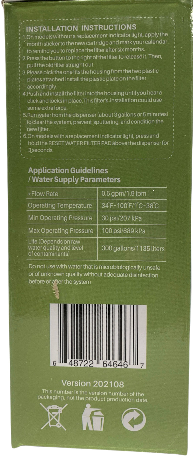 RWF3300A Refrigerator Water Filter IAPMO Certified Replacement for WF2CB, FC100, 9916, 469916 Refrigerator Water Filter